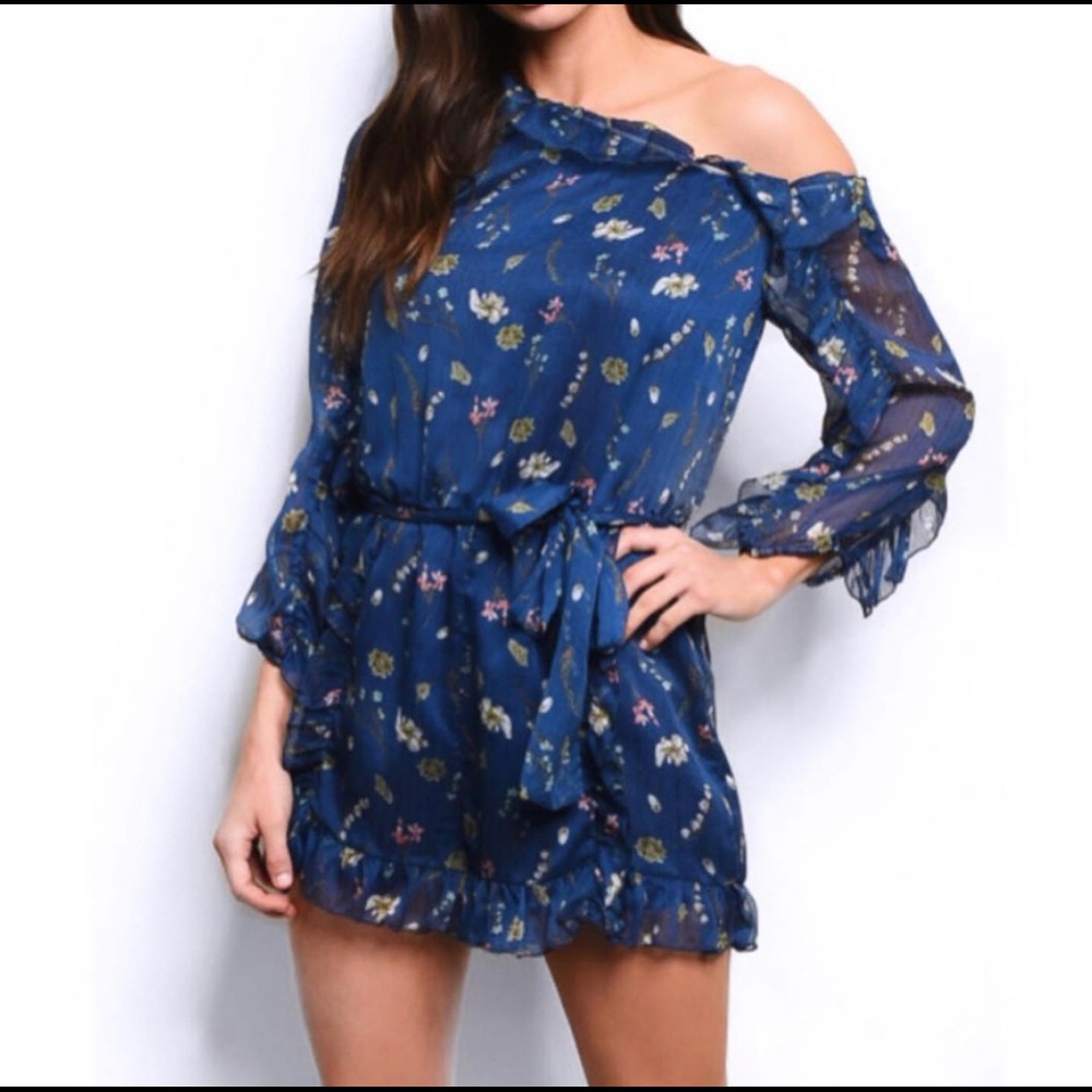 FLORAL DROP SHOULDER ROMPER